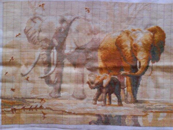 Эти слоны были на последней выставке в Киеве. Только я их там не сфотографировала. Работа без рамки.