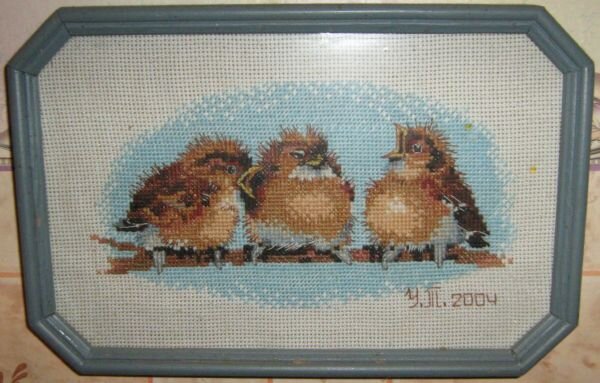 Эта троица очень мне напомнила моих маму, папу и старшего сына. Вот я маме с папой это и подарила :)