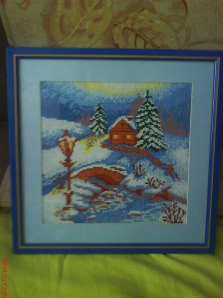 моя самая первая работа, вышивалась очень долго, подарила свекрови на день рождение