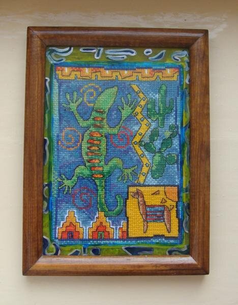 Вот оформила свой мексиканский мотивчик)вместо паспарту рисунок на стекле)