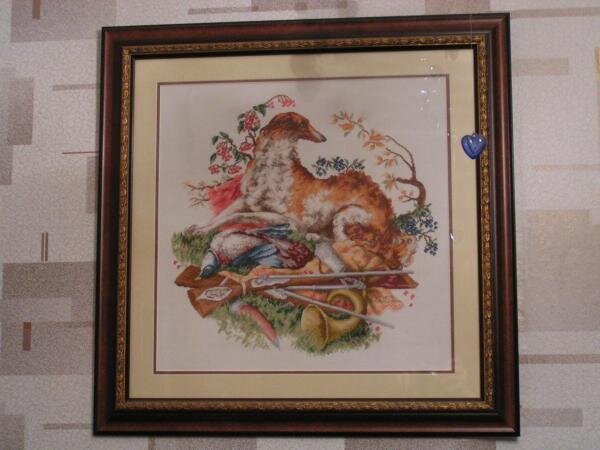 Царская охота. Самая большая на данный момент работа. Сложная, но интересная. Эта картина вышита на юбилей свекру, он занимается охотой.