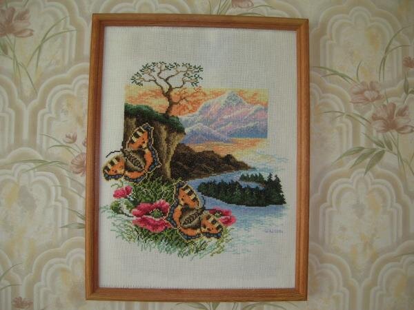 Бабочка крапивница. Эта картина вышита свекрови на день рождения. Она большая любительница бабочек.