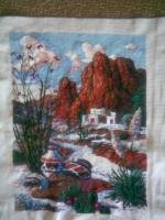 мексиканский пейзаж  вышивался в подарок подруге на новоселье
