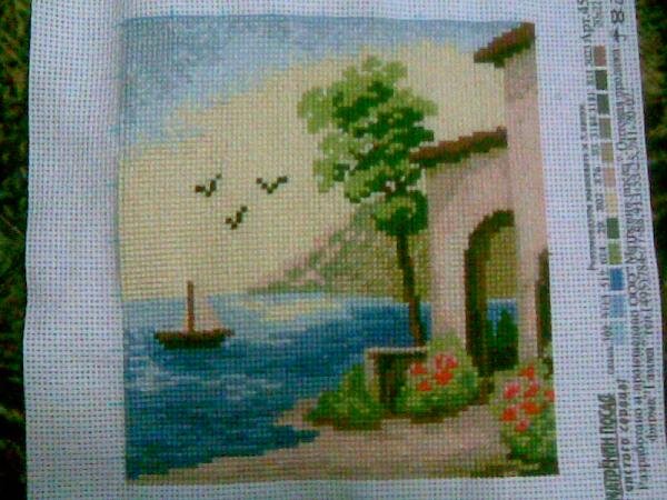 море,
вышивалось печатный рисунок на канве