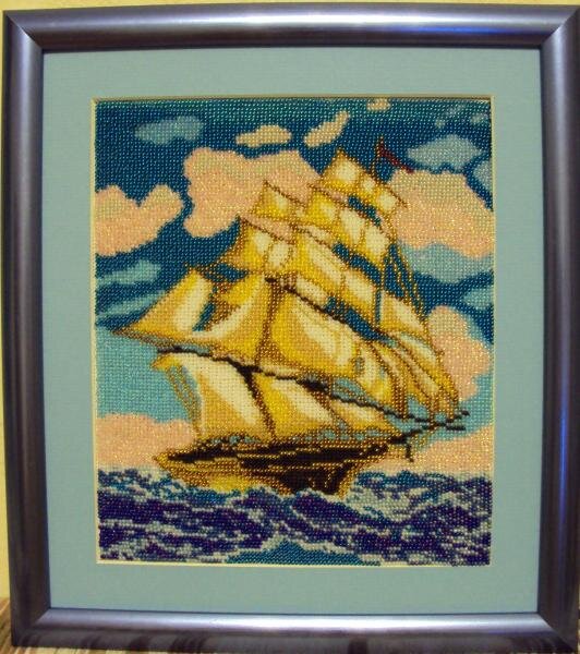 Кораблик (бисер). Наконец-то я её оформила.