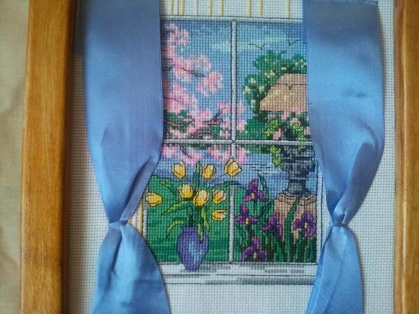 подарок свекрови на день рождение "весенний пейзаж" Ниточки сама подбирала.