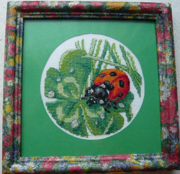 "Божья коровка".Рамка-декупаж,делала сама.