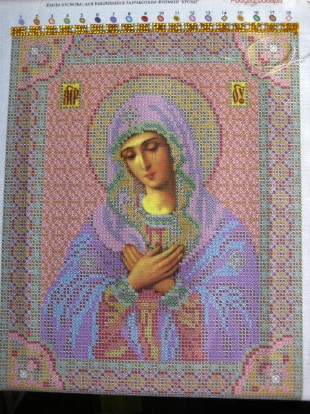 Икона "Умиление". Начало работы. Бисер.
