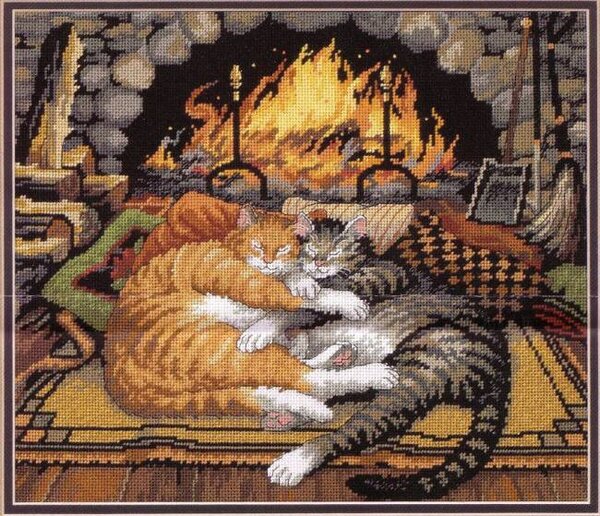 коты у камина