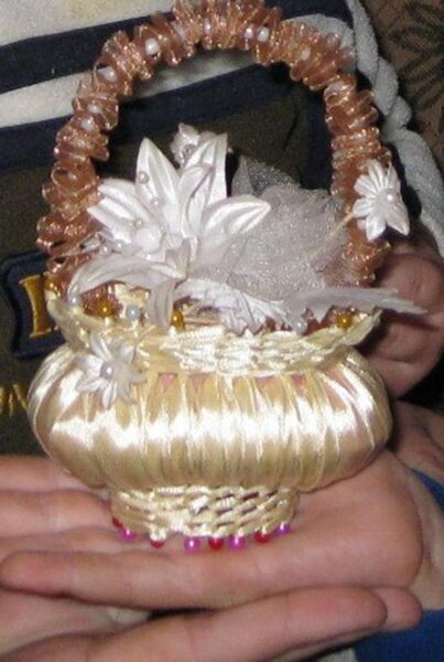 корзиночка c запахом, мыло оплетенное лентой атласной