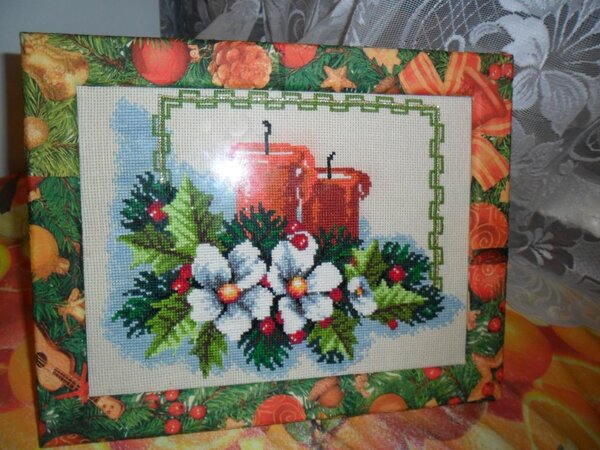 рождественская свеча, первый опыт в декупаже, 1 место в конкурсе, подарен