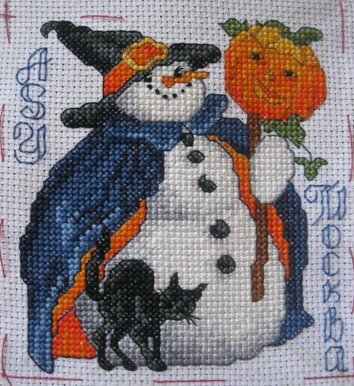 снеговик-октябрь от Vermillion Stitchery
