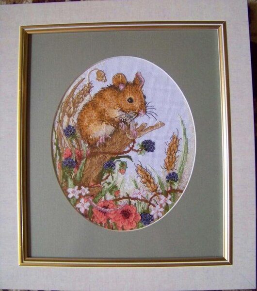 Урожайная мышка от Анкора вышивалась в пару предыдущей урожайной мышке. И тоже методом подбора ниточек на глазок из завалявшихся остатков ниточек. Получилось темнее, чем планировал Анкор, но тоже ниче