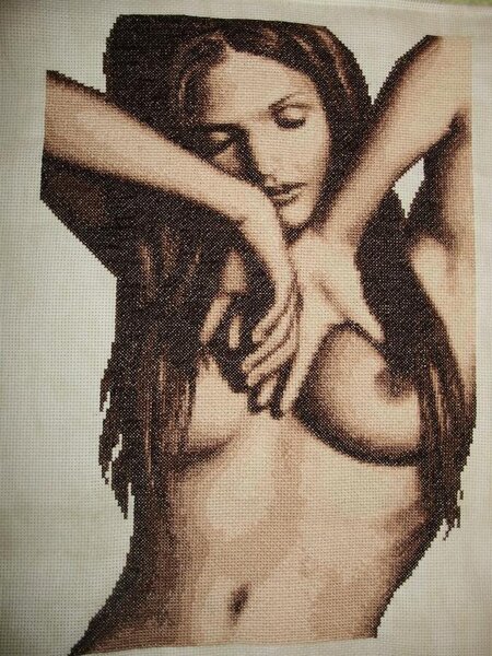 Графика в теплых тонах. ОНА. Очень нравится эта работа, вышивалась с большим удовольствием.