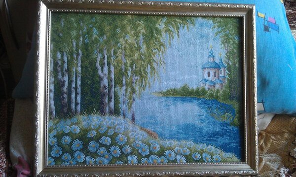 В берёзовом краю. Золотое руно. Моя первая работа. Вышивала год.