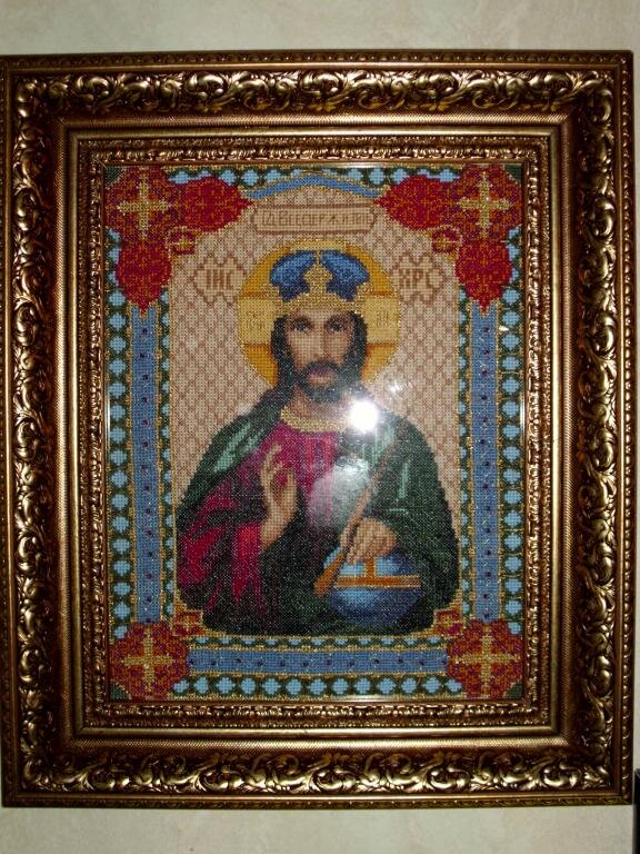 Набор Чарiвна мить-467 "Икона Господа Иисуса Христа"  Размер 21х27 см. Вторая работа.