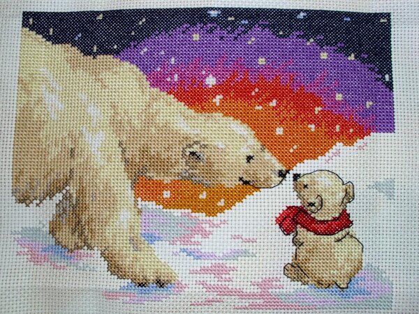 Набор Алиса-0-26 " Белые медведи" Размер 20х16 см. Третья работа