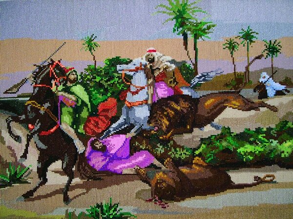 "Охота на львов"-по схеме 1959г.нитки акрил,подбором  PIC 0089