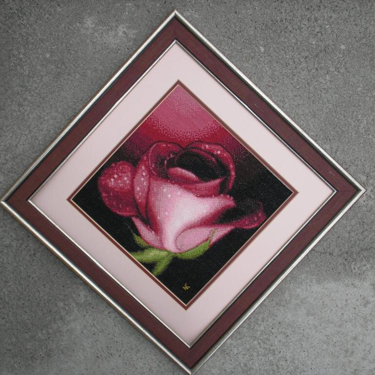 дизайнер Стоянка Иванова "Твоя роза" картинавышита на канве Аида 14, в три нити ДМС