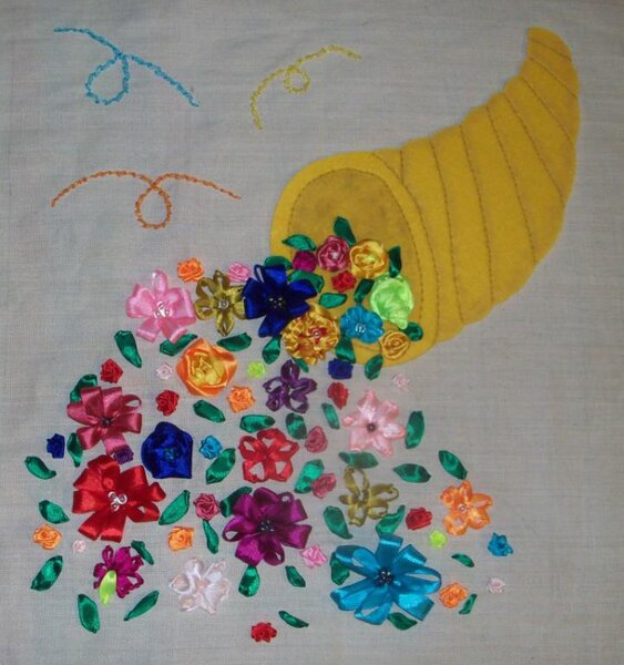 Рог изобилия - вышивка лентами