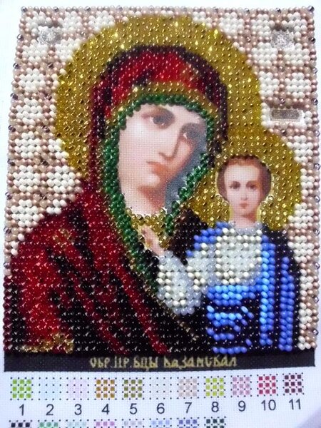 Чарiвна Мить (бисер) Икона Божьей Матери Казанская 9х11см моя 11-ая работа