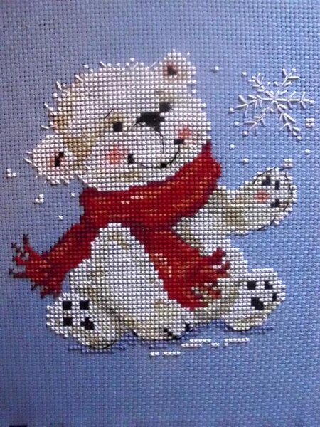 Алиса "Белый медвежонок" 12х13см моя 12-ая работа