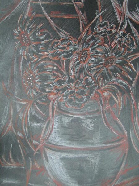 "Цветы" - техника сангино