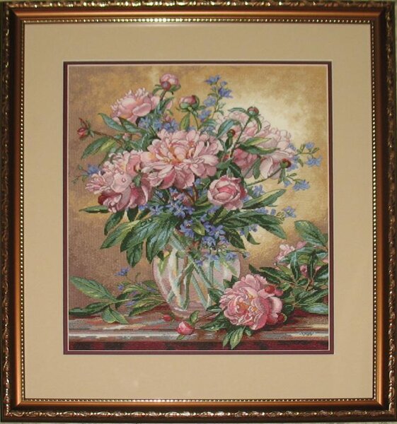 Дим. пионы. Схема от подруги. Нитки подобраны.