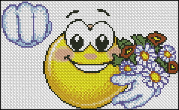 Смайлик с букетом
 готова