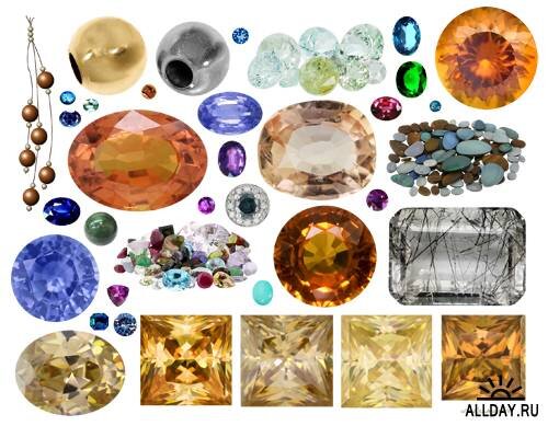 Бусины различных форм, цветов и материалов