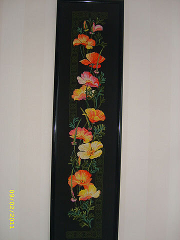 Калифорнийские маки (Риолис), крест, мулине