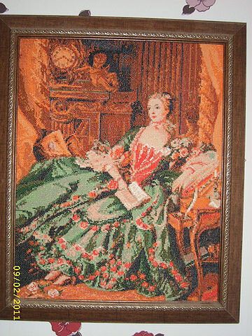 Мадам Помпадур. Цветная канва, крест, мулине