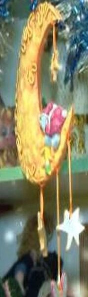 Зайка на луне из солёного теста.