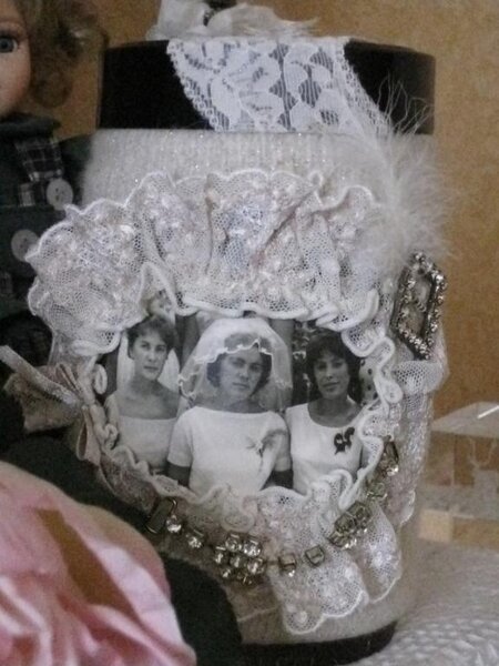 Декор баночки,в центре фото моей бульбули ,ее свадьба!