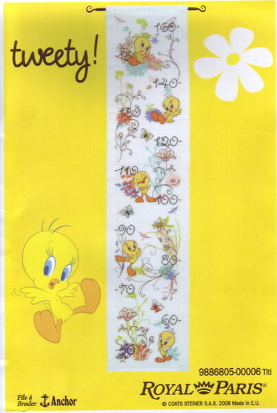 RP Tweety Height Chart ростомер для дочки,канва уже есть,осталось ниточки прикупить и в путь.
