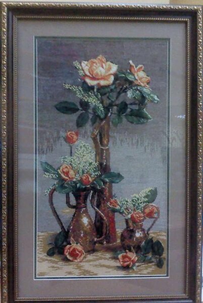 Розы в кувшинах(готовая)