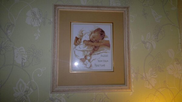 Из журнала "Вышиваю крестиком"
Метрика для крестницы.