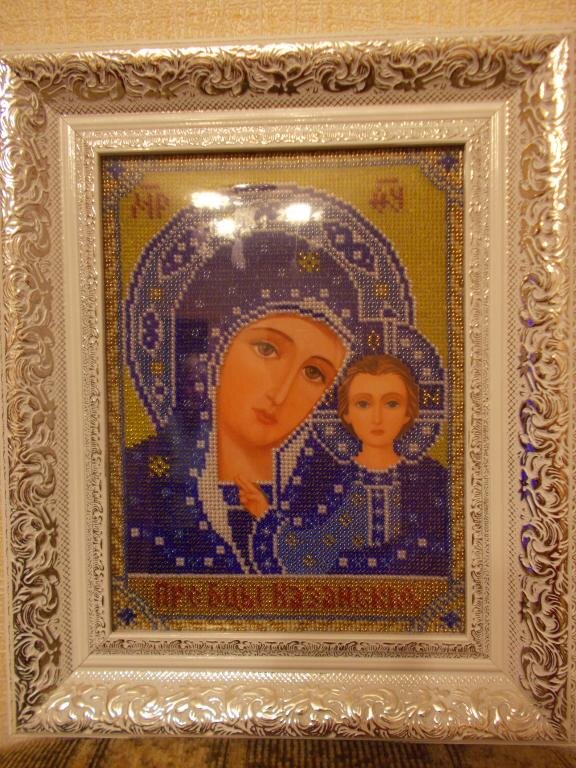 Богородица Казанская.Вышивка бисером