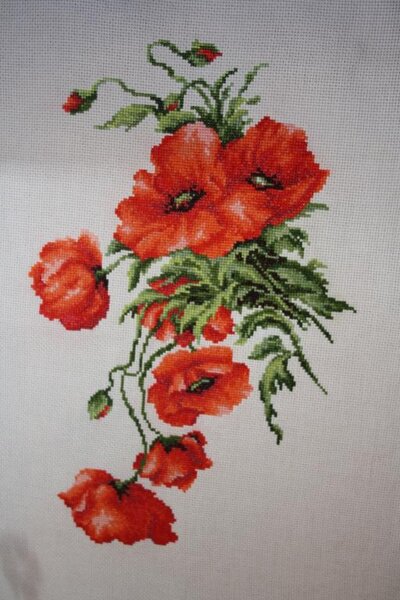 Лука-С "Маки". Первая работа нитками.
