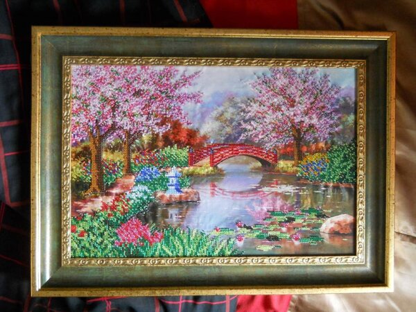 Японский сад. Частичная вышивка бисером