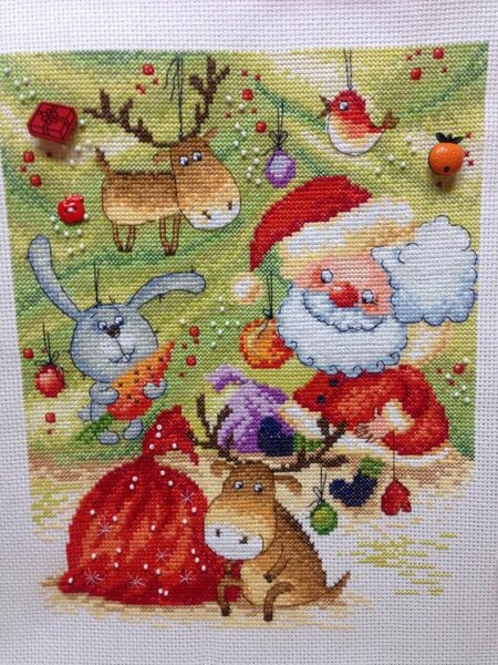 Марья искусница "Новогодняя", последняя вышитая работа, закончила в конце января, не успела к НГ(