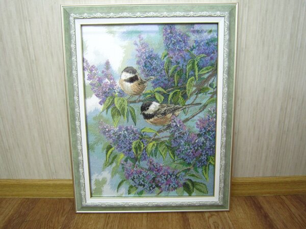 Dimensions Синицы и сирень (Chickadees and Lilacs)
Отшив по остаткам от набора, остальное подбирала в Гамме.