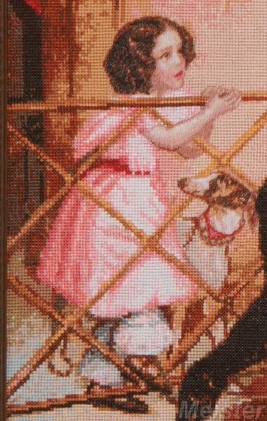 Фрагмент из "Всадница" по К.Брюлов. 2009 год.
Полотно #28. Размер 270*400.
 Мулине Anchor, DMC. Цветов 58.
 Лица людей, морды животных - петит пойнт.
 31 неделя.
 Схема, кажется, Стоянки.