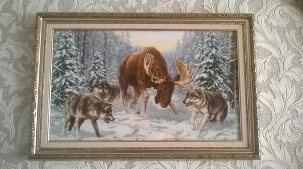 Золотое руно "Встреча в лесу" вышивала чуть больше года с перерывами.