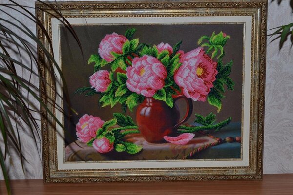 Розовые пионы (Магия канвы)