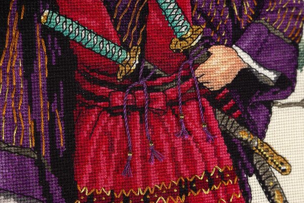 фрагмент вышивки Самурай