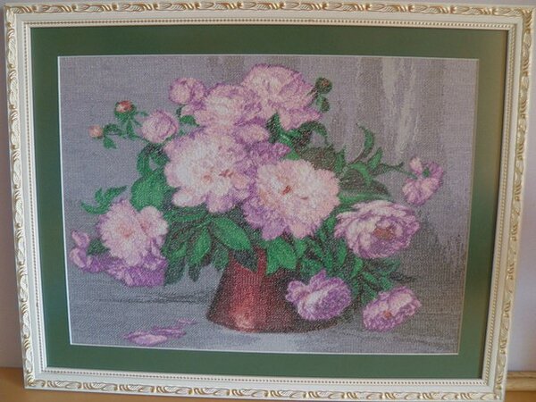 Пионы. Гобелен. Полукрест)