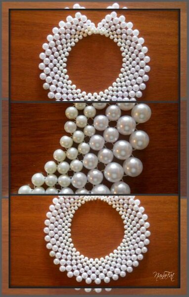 Воротничок №1 из перламутровых бусин