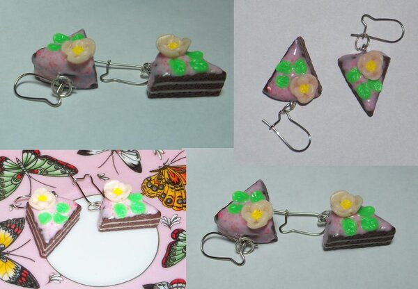 серьги ТОРТ С ЦВЕТКОМ