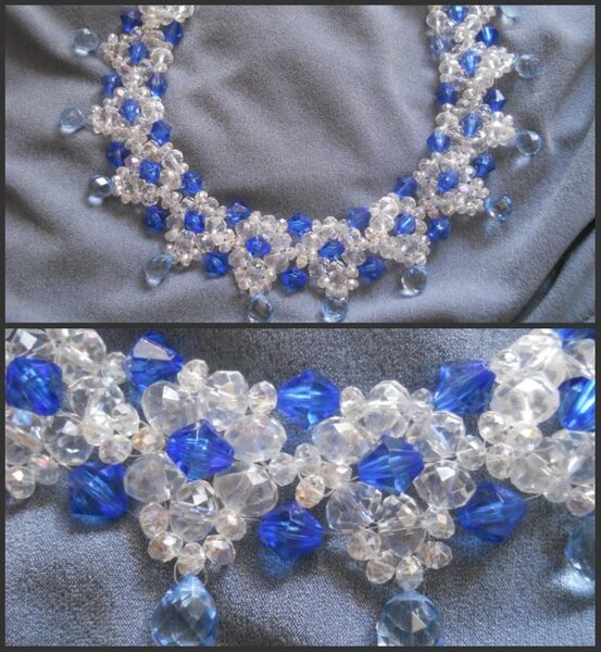 Колье из кварцевых и стеклянных бусин